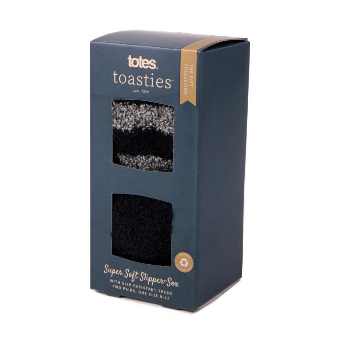 totes toasties Mens Supersoft Socks (Twin Pack)  Black/Grey Extra Image 2